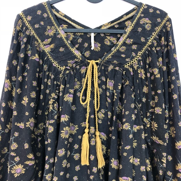 Free People | Boho Daisy Print Blouse with Tassels - Picture 3 of 7